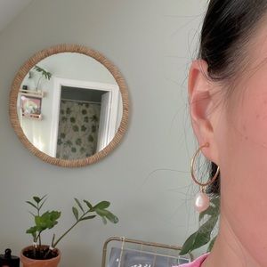 Mejuri Organic Pearl Hoops earrings.